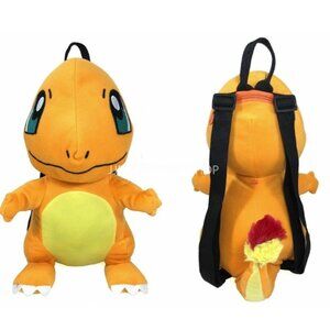 Charmander Plush Backpack Pokémon Soft Toy Zipper Bag 17”